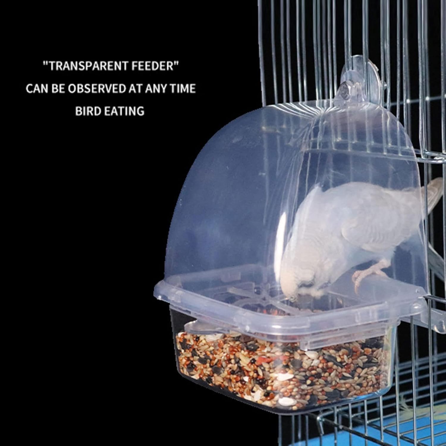2xClear Bird Supplies Bird Cage Feeder Plastic Easy to Install Use and