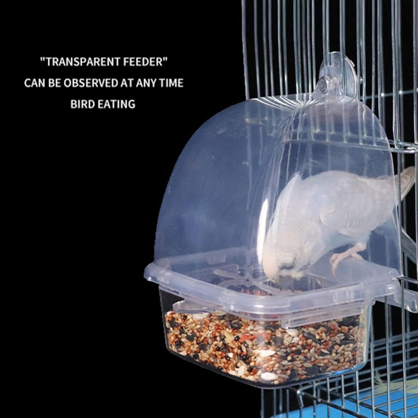2xClear Bird Supplies Bird Cage Feeder Plastic Easy to Install Use and Clean Plastic Bird Gift Parrots Feeders for Cage