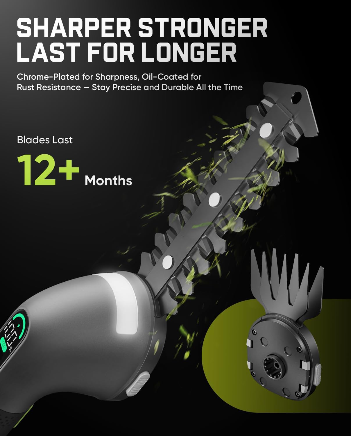 Fanttik Z10 Pro Cordless Hedge Trimmer, 6” Shurbbery Trimmer & 3.5” Gr