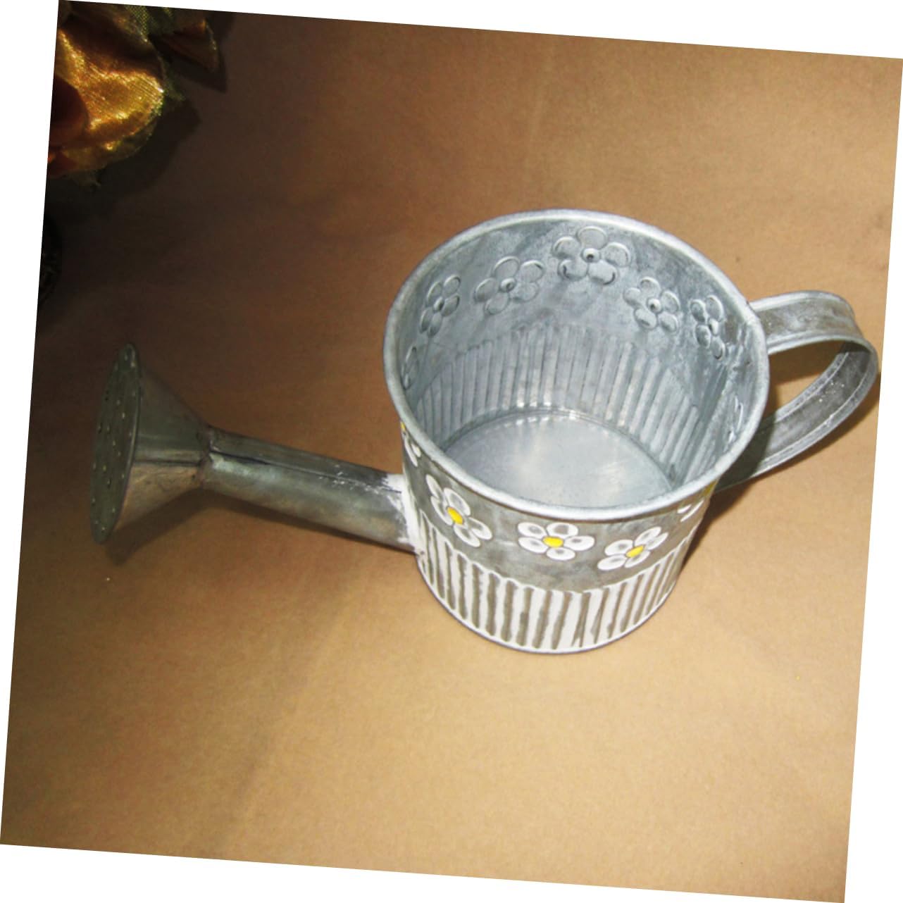 PRETYZOOM Floral Decorative Iron Vase Bucket Flower Pot Watering Pot S