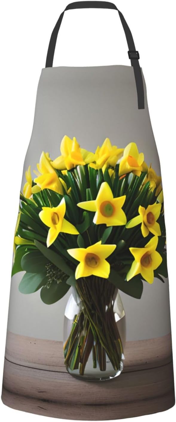 Bouquet of Daffodils 1 print Waterproof chef's apron with pocket apron for kitchen cooking baking barbecue and gardening