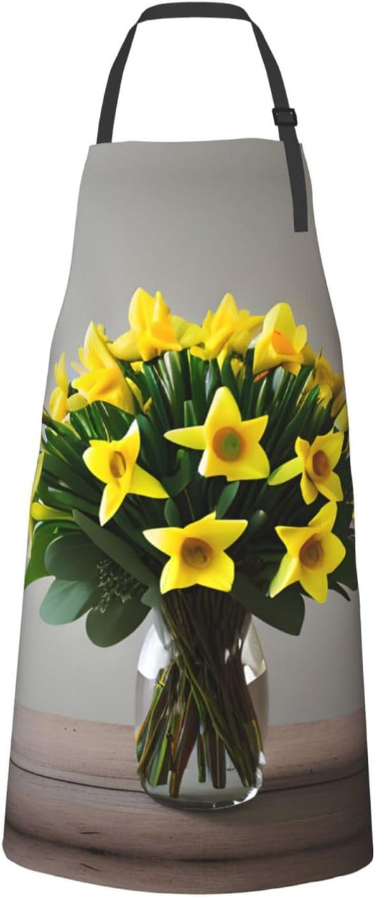 Bouquet of Daffodils 1 print Waterproof chef's apron with pocket apron for kitchen cooking baking barbecue and gardening