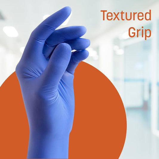 Caring Nitrile Exam Gloves, Blue, Powder-Free, Disposable Gloves for M