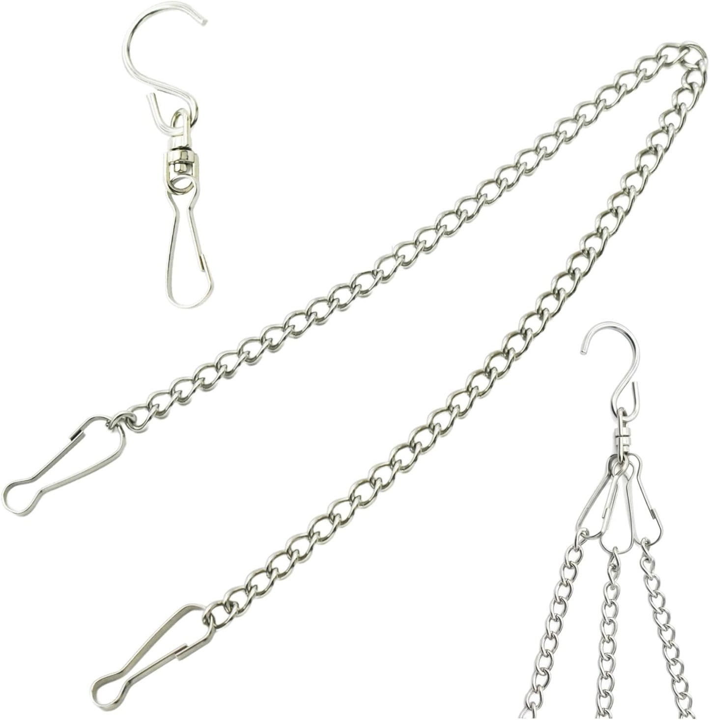 10 Pcs Fine Hanging Chain(1.2mm Dia.) Small Hang Bracket Decorative Replacement Link Chains Hooks for Sign Planter Bird Feeders,6 inch Long Stainless Chains and 5 Pcs Swivel S-Hooks