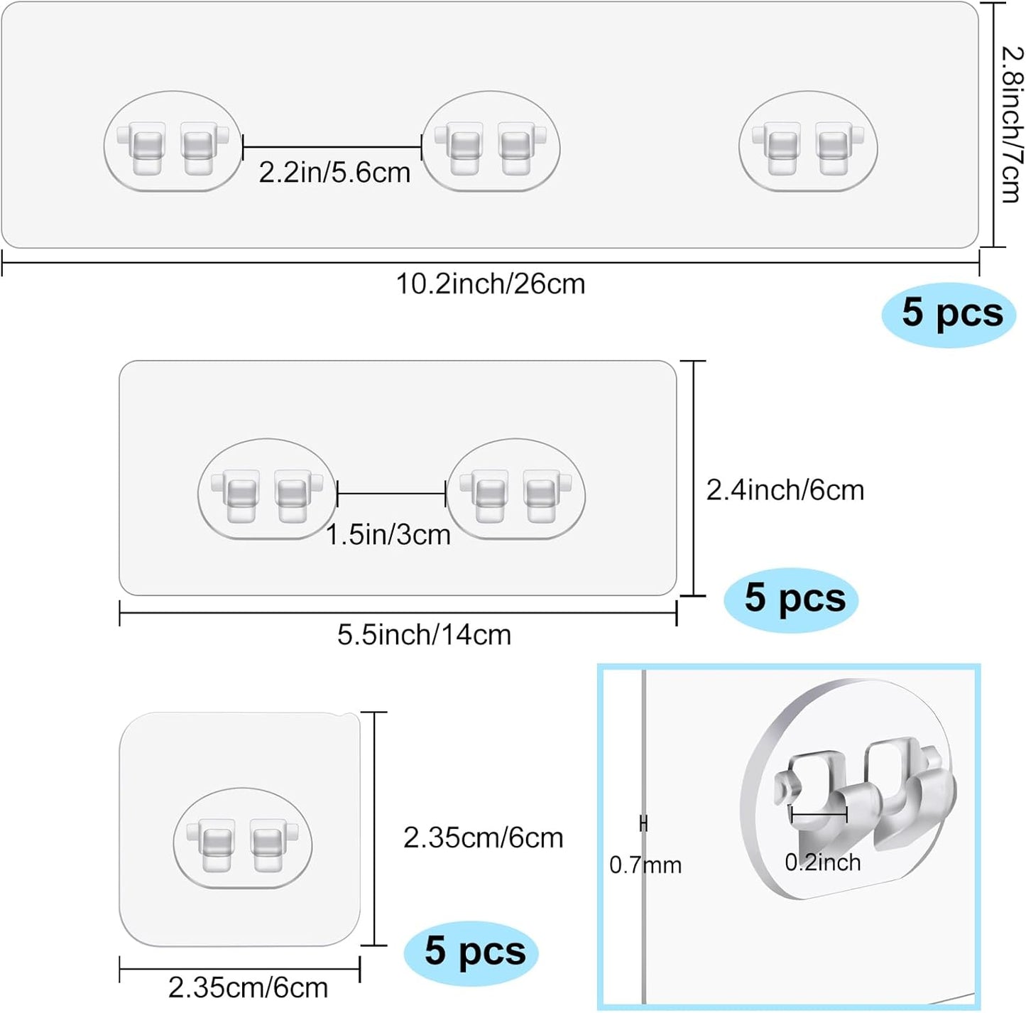 vivinin 15 Pack Shower Caddy Adhesive Replacement, Shower Shelf Adhesive No Drilling, Adhesive Hooks for Showe Caddy, Soap Holder, and Kitchen Racks