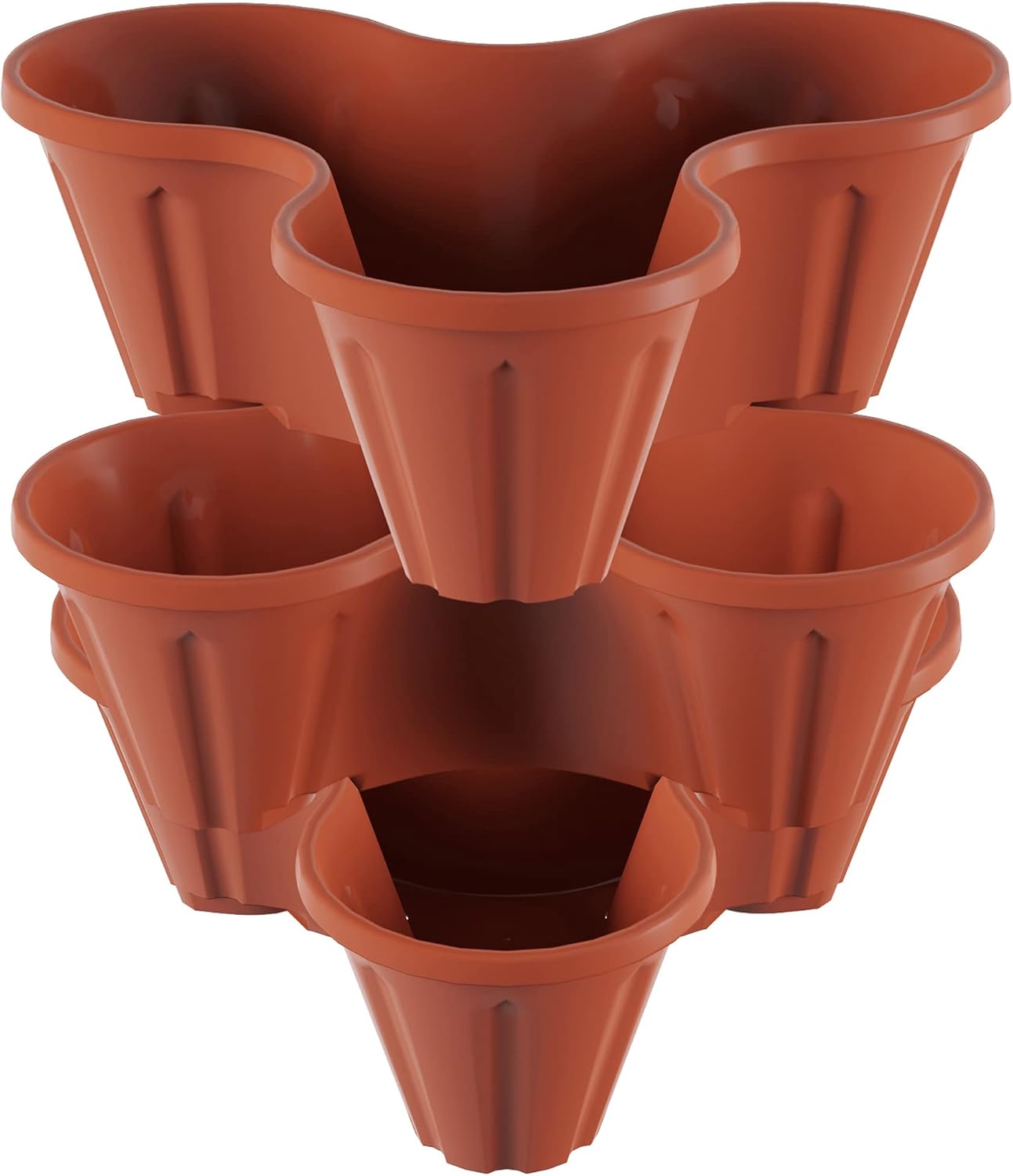 Stacking Planter Tower- 3-Tier Space Saving Flower Pots- Set of 3 Indo