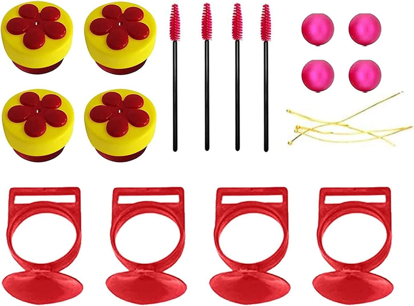 4 Pack Handheld Hummingbird Feeders Best Hummingbird Feeder with Perches Strong Suction Cups and Cleaning Brush for Outdoors Wild Humming Bird Feeding Multifunctional Window Feeders