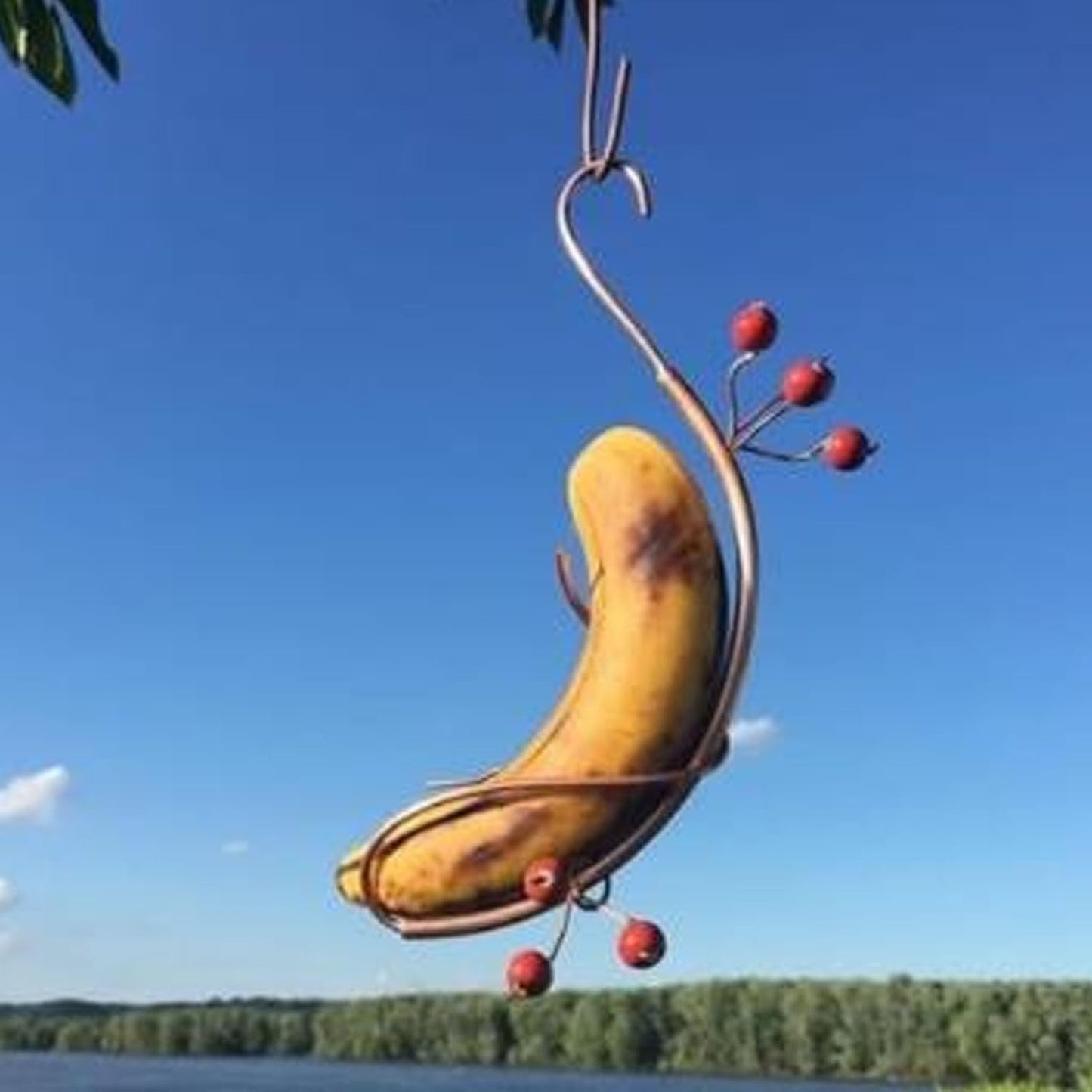 Banana Hammock Feeder Metal Iron Hanging Decor Outdoor Garden Mini Feeder