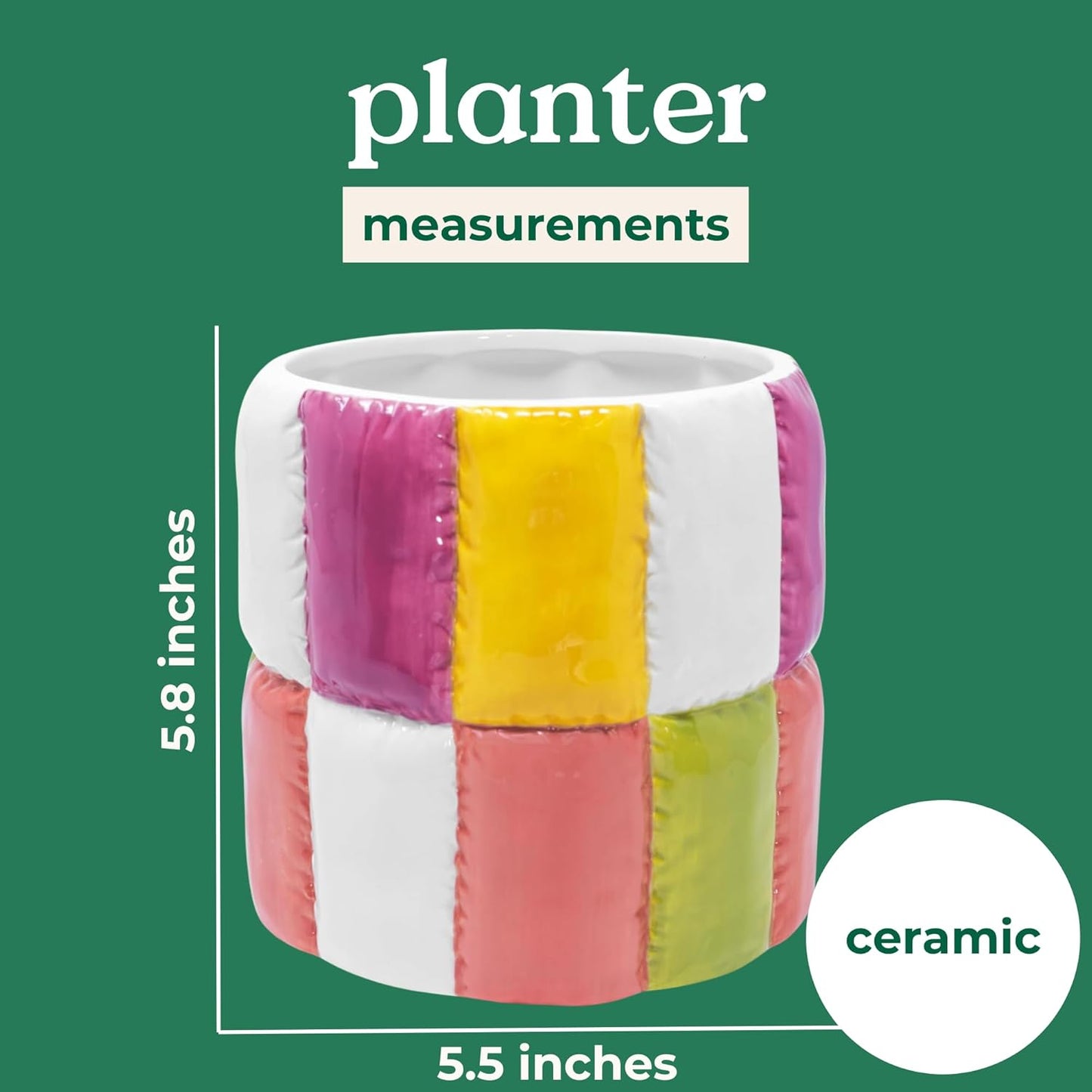 ban.do Novelty Ceramic Planter with Drainage Hole, Decorative Planter,