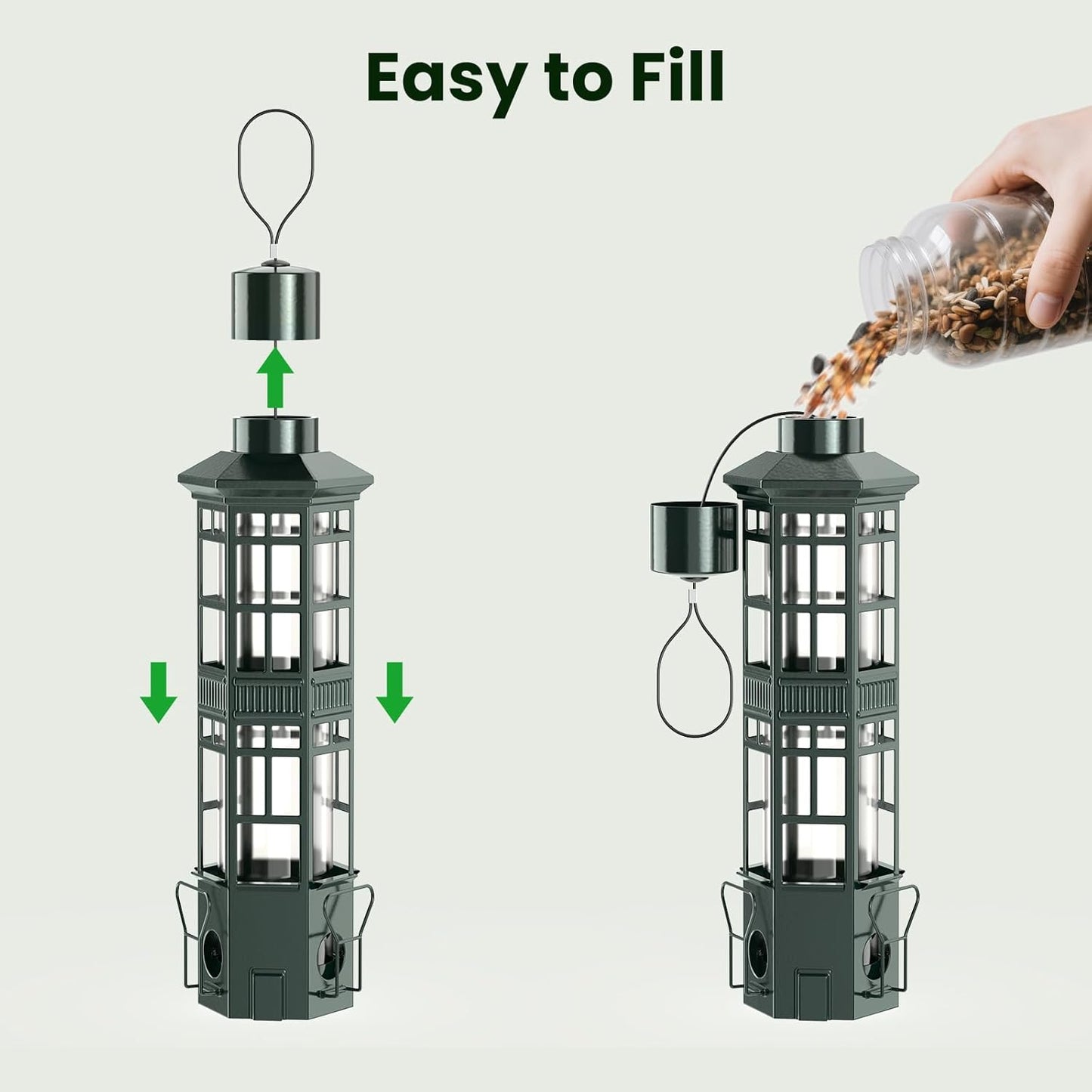 Squirrel Proof Bird Feeder for Outdoors, Gravity Spring Hanging Metal 