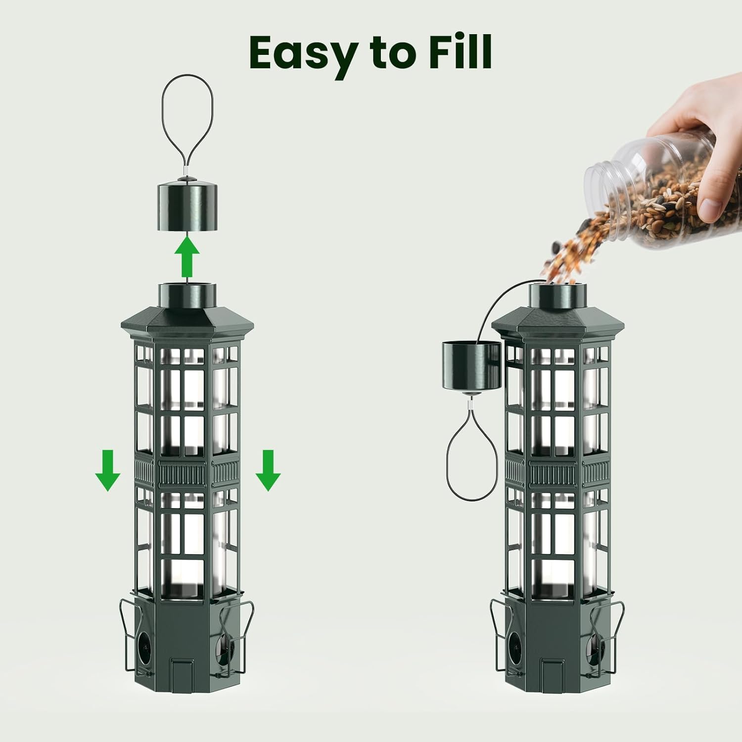 Squirrel Proof Bird Feeder for Outdoors, Gravity Spring Hanging Metal 