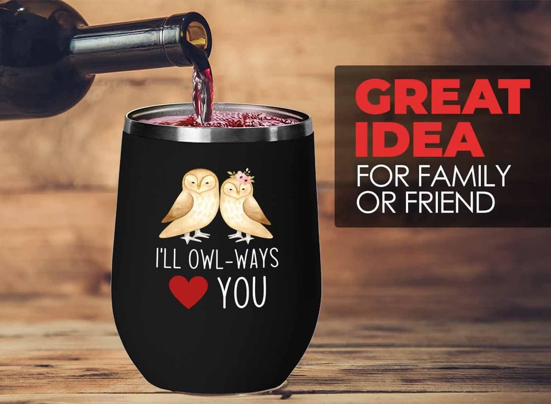 Bird Lover Blue Edition Wine Tumbler 12oz - I'll owl-ways love you - Hummingbird Nest Cage Parrot Dad Gardening Outdoor Birdwatcher Feeder