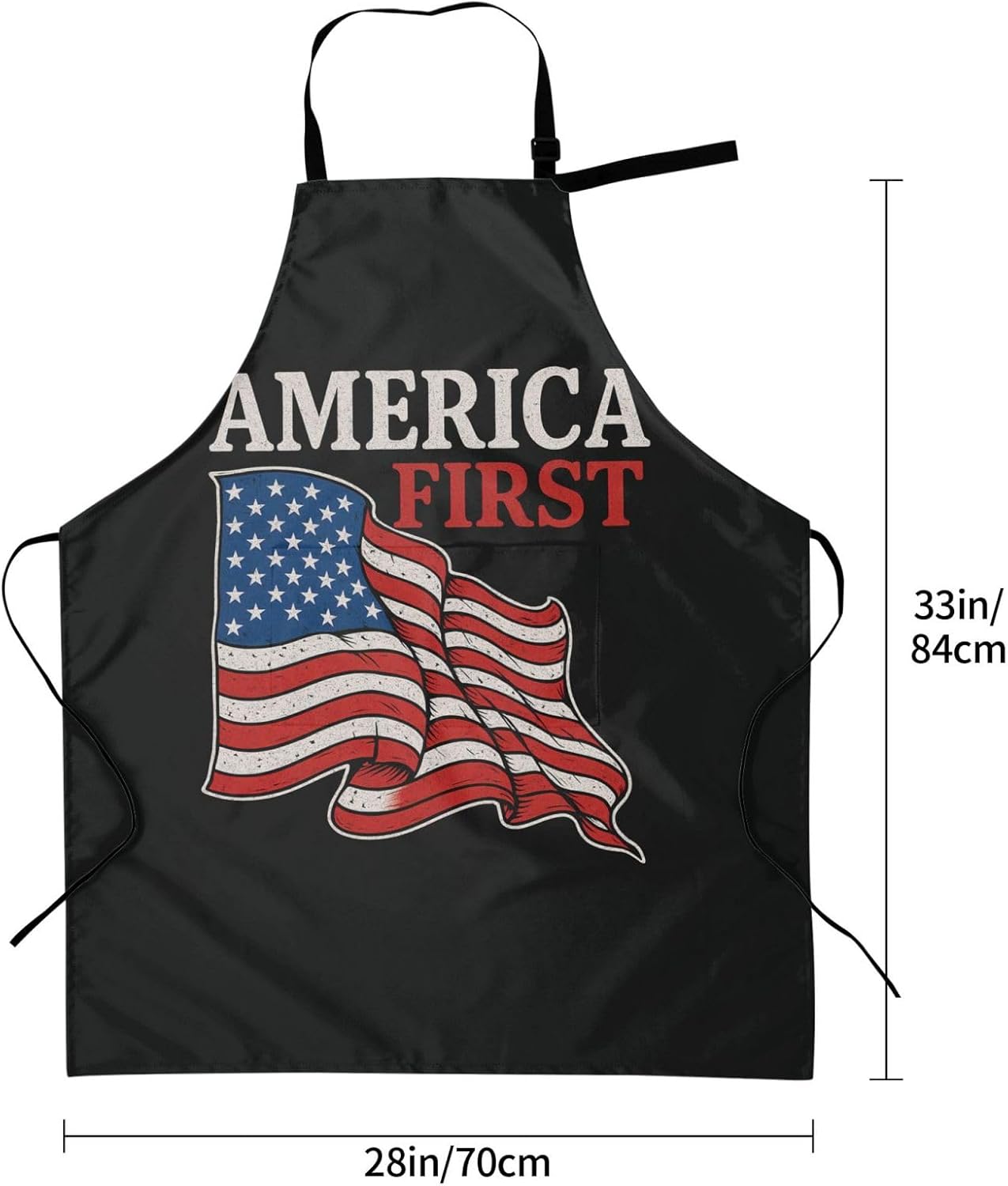 YANYU America First Print 28x33 In Kitchen Apron Stylish Chef Apron with Pockets for Cooking Baking Painting
