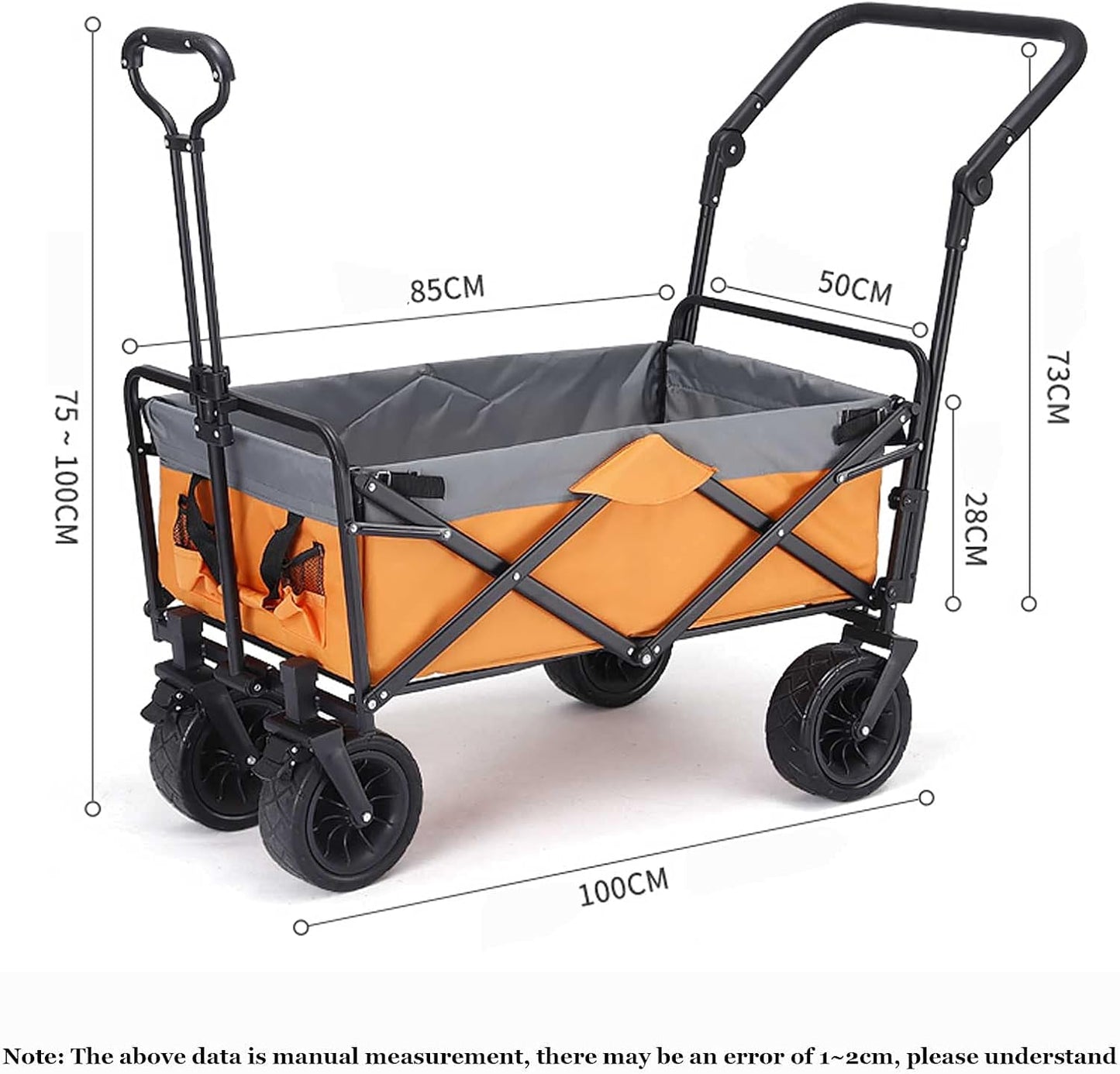 Outdoor Garden l Shopping Cart 100l Large Capacity with All-Terrain Wheels Wagon for Kids Portable Storage Garden Carts and Wagons Bearing 100kg