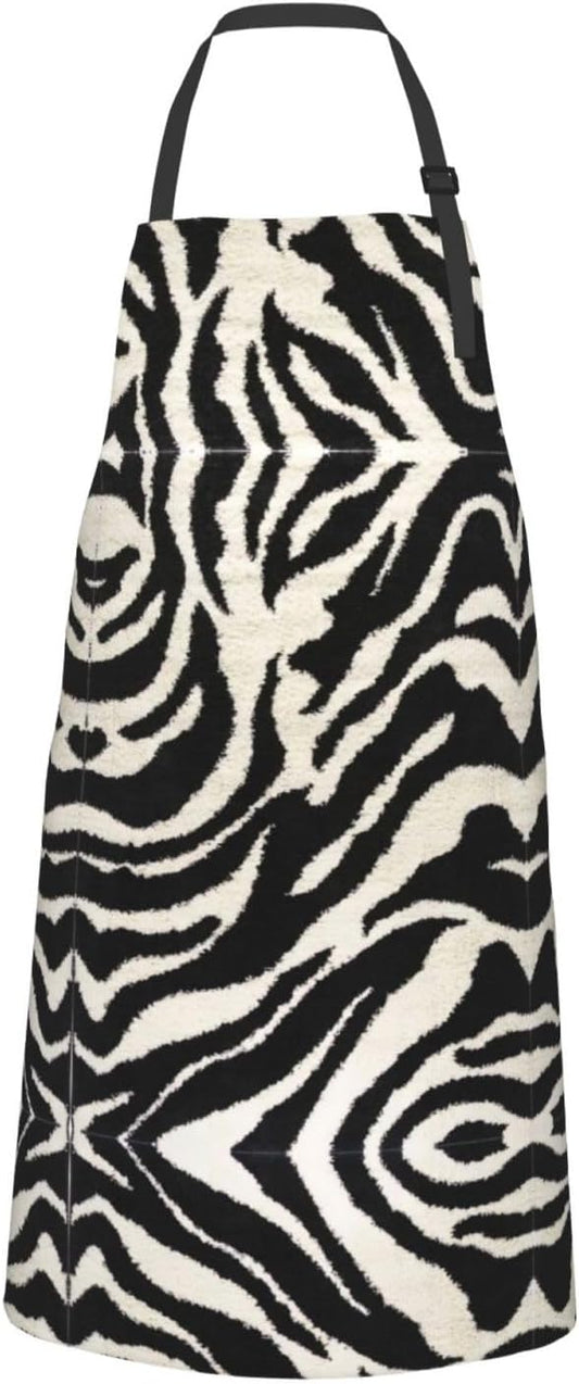 Zebra Animal print Waterproof apron with pocket adjustable cooking apron for adult kitchen bibs to bake