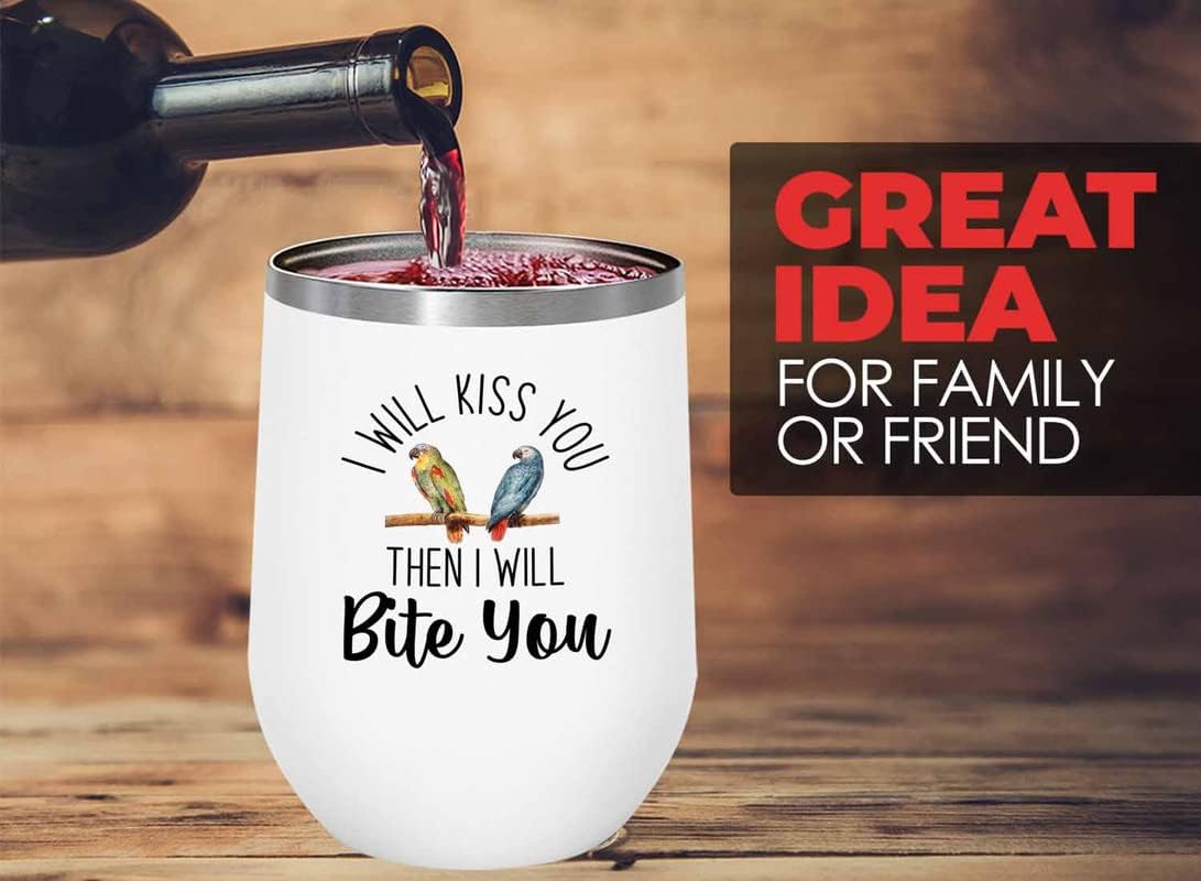 Bird Lover White Edition Wine Tumbler 12oz - Kiss then bite you - Humm