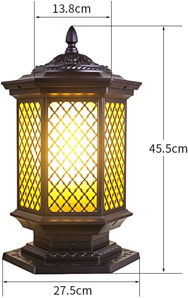 Garden Lamp Chinese All-Aluminum Die-Casting LED Column Head Lamp Garden Community Villa Wall Lamp E27 Outdoor Post Lights Fixtures Black in Garden & Outdoor Stadium(Solar Energy-m)