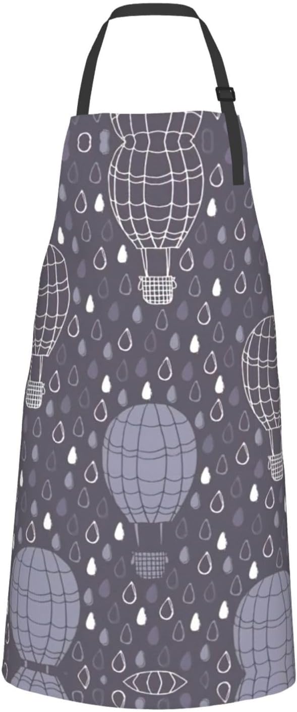 Hot Air Balloon Print Laundry apron 28x33 In Waterproof Kitchen Apron with Pockets for Cooking Baking