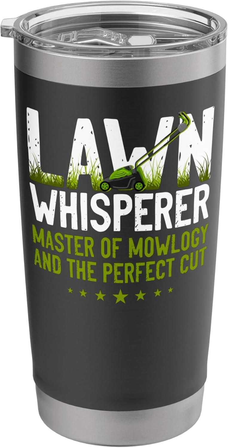 Lawn Mower Mowing Dad Father Landscaper Vintage Lawn Stainless Steel Insulated Tumbler