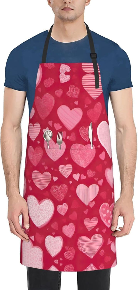 Valentine Day print Waterproof apron with pocket adjustable cooking apron for adult kitchen bibs to bake