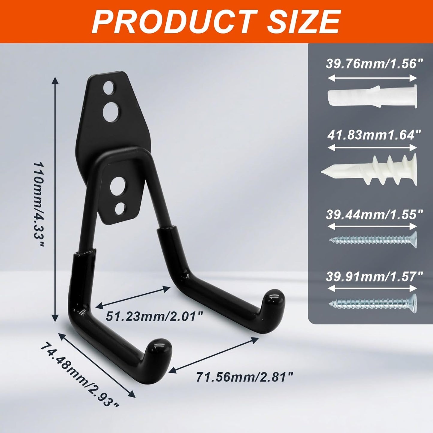 Uenhoy 2 Pack Heavy Duty Garage Storage Hooks, Wall-Mount Garage Tool Organizer, Small U Shape Utility Hanger Hooks for Garden Tool, Ladders, Garden Hose, Bikes, Black