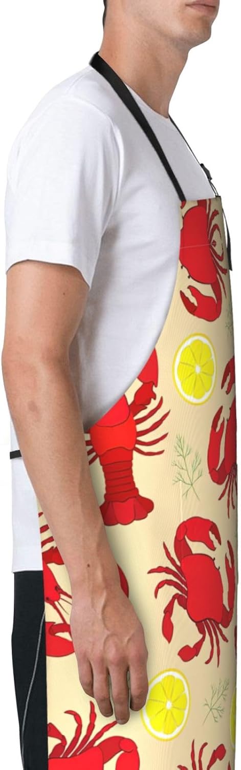 Lobster and Crab Print 28x33 In Adult Kitchen Apron with Pockets Versa