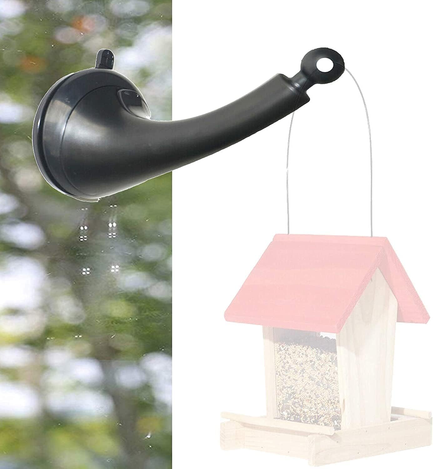 2 Pack Window Mount Hook, Window Bird Feeder Hanger Hook, Hummingbird Feeder Hanger, Strong self-Adhesive Suction Cups Bird Feeder Bracket for Bird Feeders, Wind Chimes & Plants