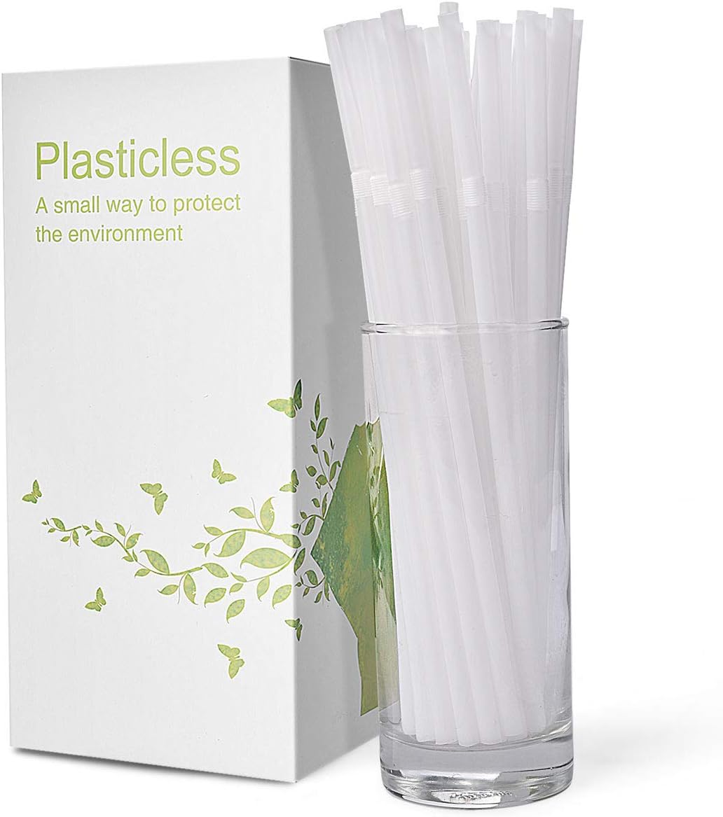 200 Count 8.25" Eco-friendly Bendable Compostable PLA Straws - KTOB Plasticless Biodegradable Flexible Drinking Straws