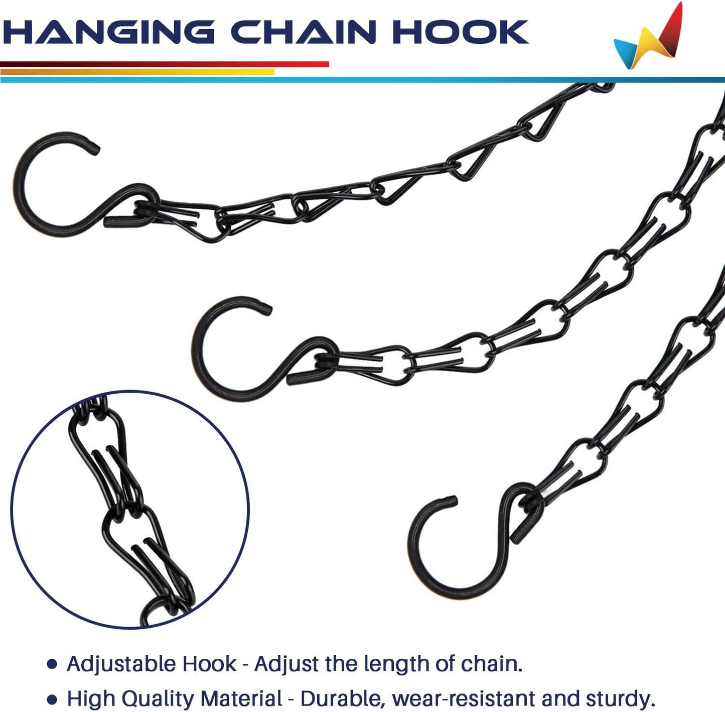 Windscreen4less 1 PC 4 ft Hanging Chain Hanging Hook Metal Hanger for Plants Basket, Lanterns, Bird Feeders, Decorative Ornaments