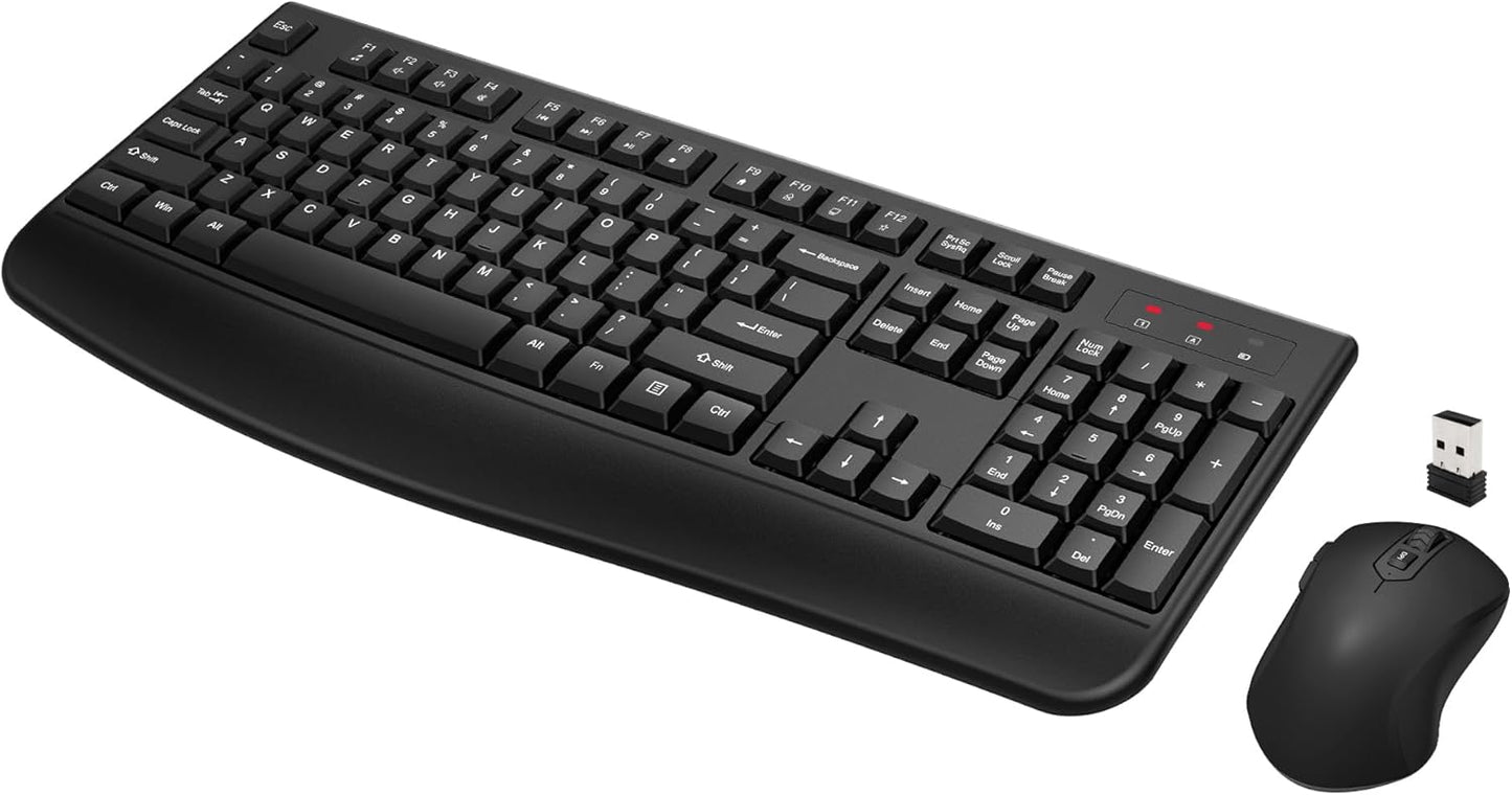 Wireless Keyboard and Mouse Combo, Full-Sized 2.4GHz Wireless Keyboard