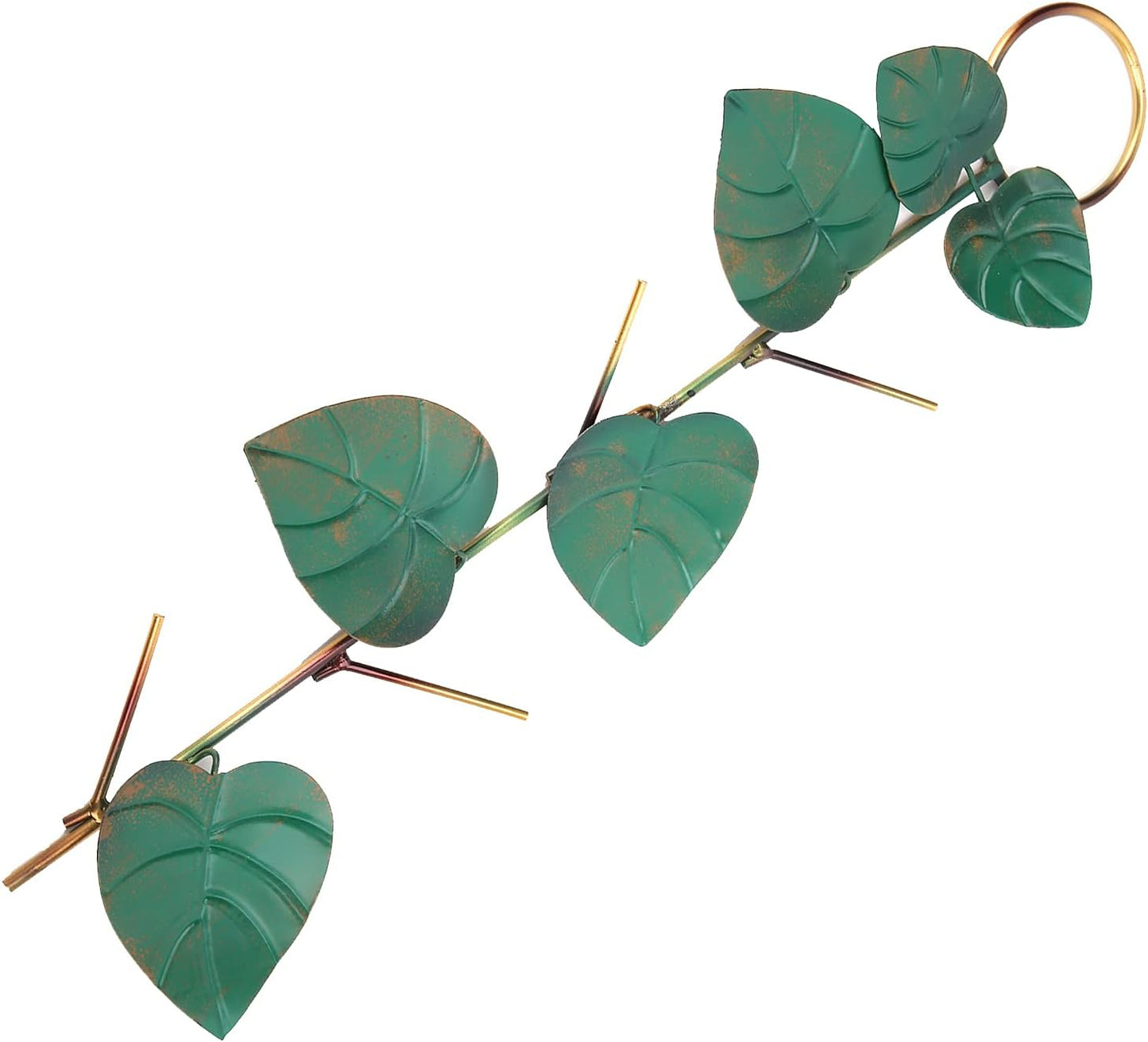 Pilipane Bird Feeder Metal Hummingbird Feeder Outdoor Hanging Type with Anti Coating for Garden Yard Decoration Green Leaves Design 45cm Length