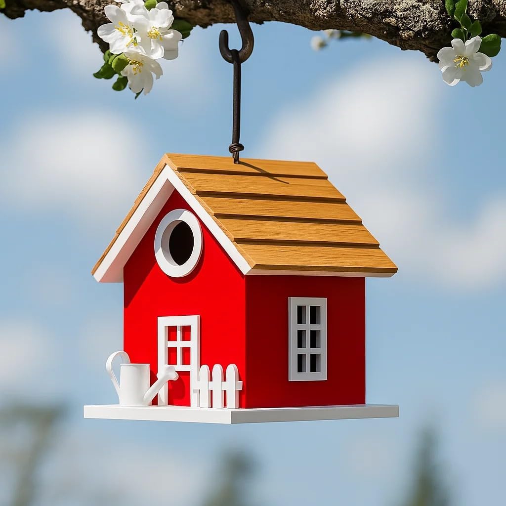Vinyl Water Proof Bird House for Outside, Shingle Roof Bluebird House 