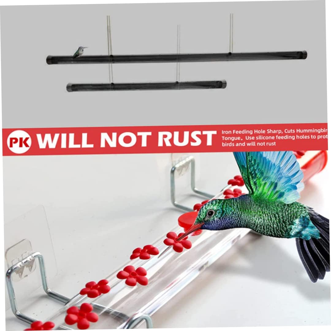 Window Hummingbird Feeder Bird Feeding Station with 12 Feeding Ports and Bird Habitat Perch Red 15.7 Inch. Bird Feeding Station
