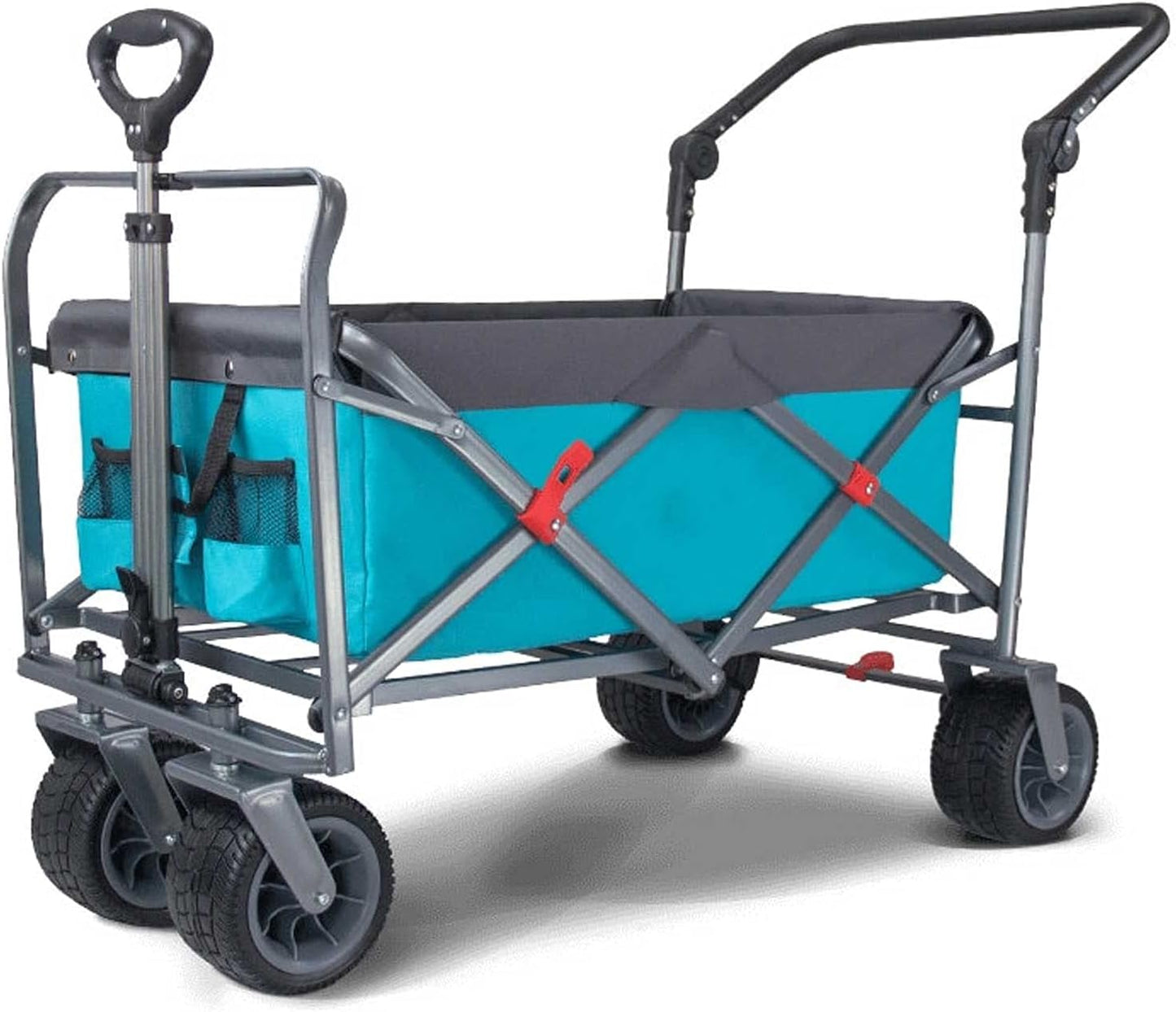 Heavy Duty Wheelbarrow Large All-Terrain Garden Cart Beach Wagons with Big Wheels with Brake Foldable Wagon Cart Suitable for Any Terrain (Blue)