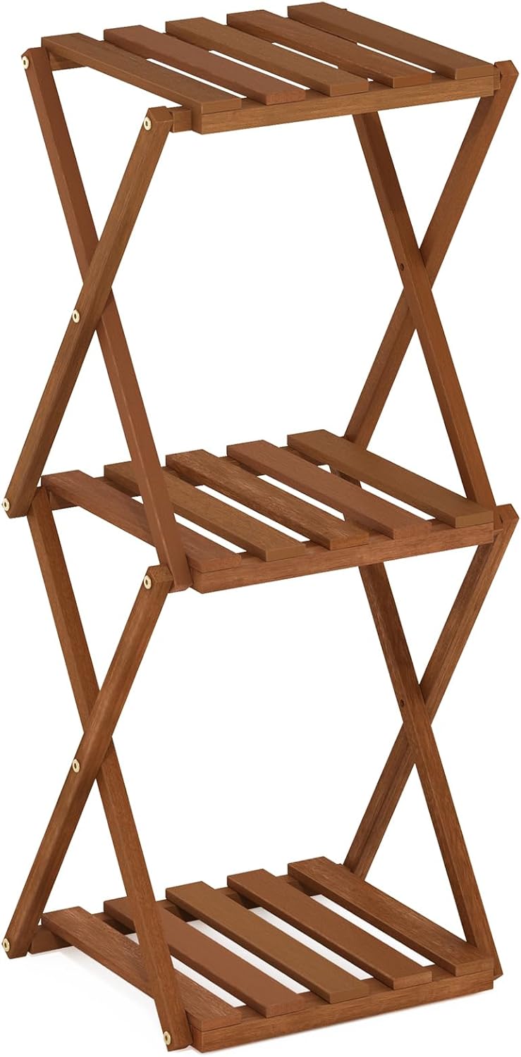 Furinno TIOMAN Patio Table, 3-Tier Outdoor Side Table, Toolless Multip