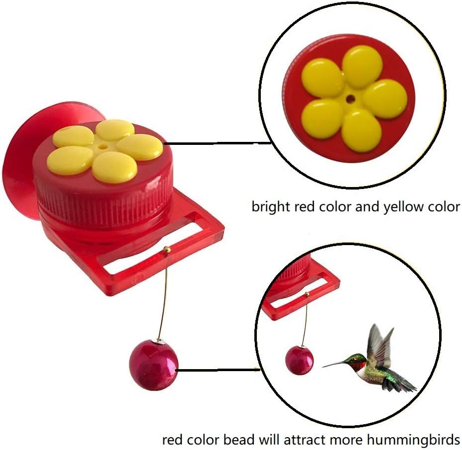 Hummingbird Feeder for Window Small Handheld Bird Flower Feeders with Perch Cleaning Brush (2 Pack)