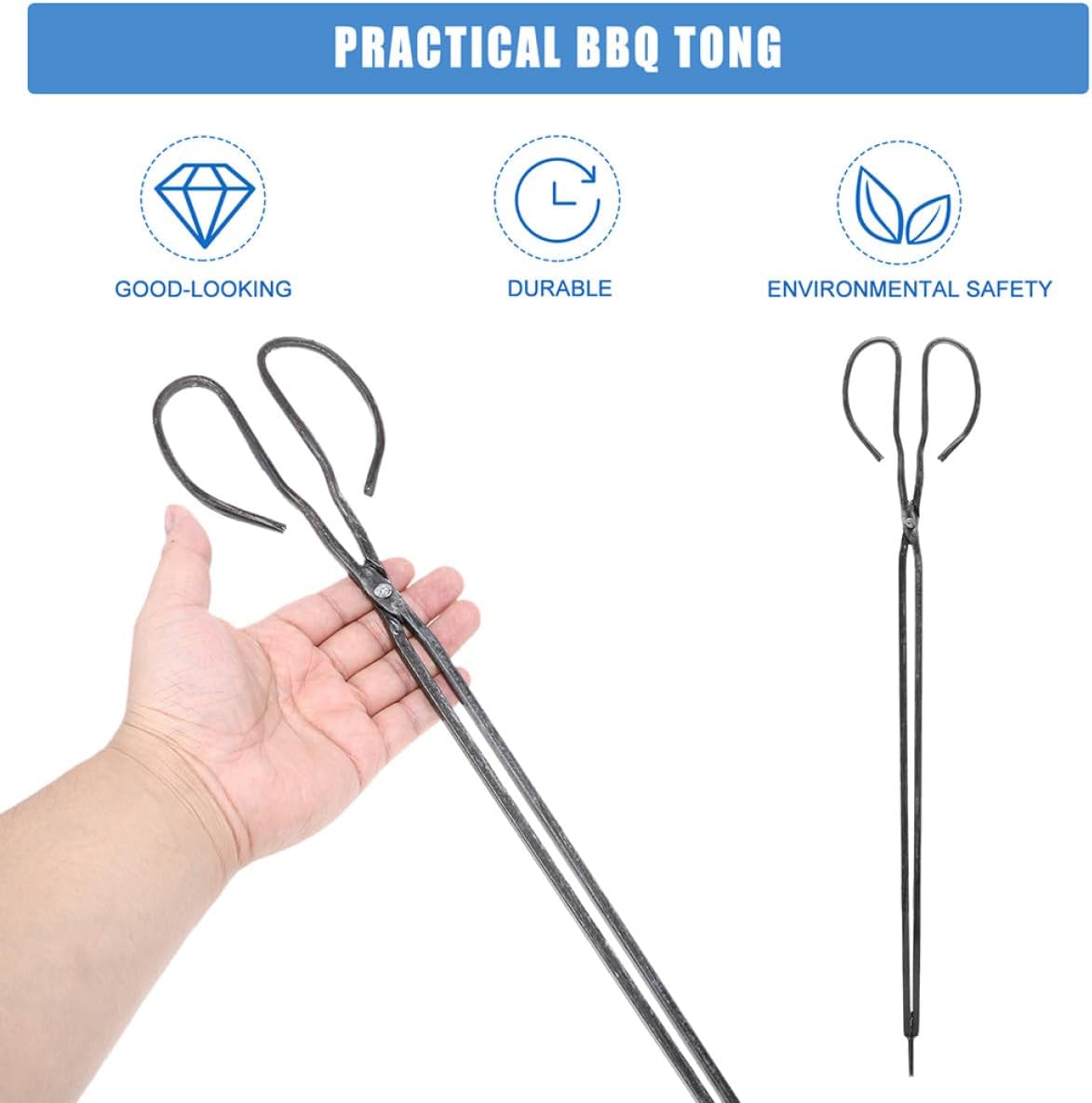 FAVOMOTO 2pcs 50cm Lengthened Iron Charcoal Tongs Household Bbq Clamp 
