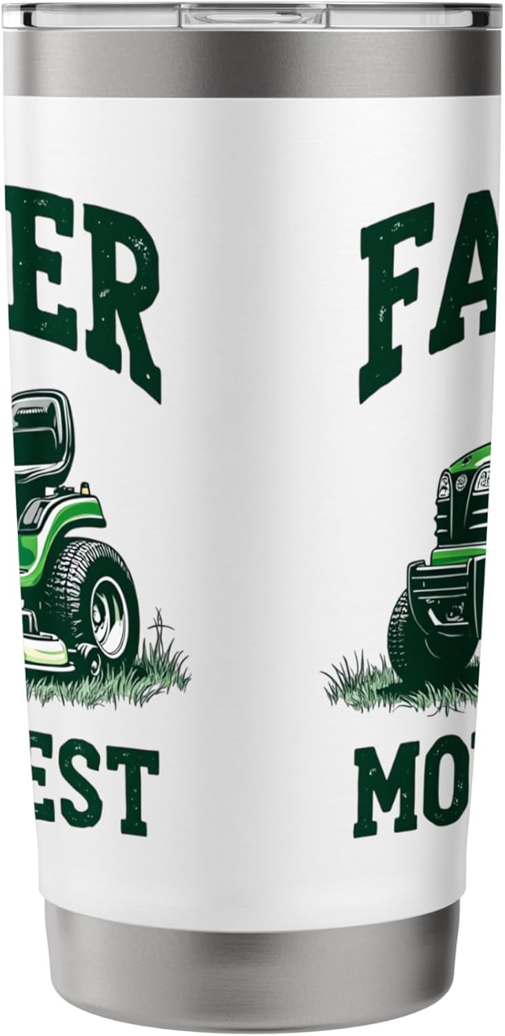 Father Mows Best Funny Lawn Care Dad Stainless Steel Insulated Tumbler