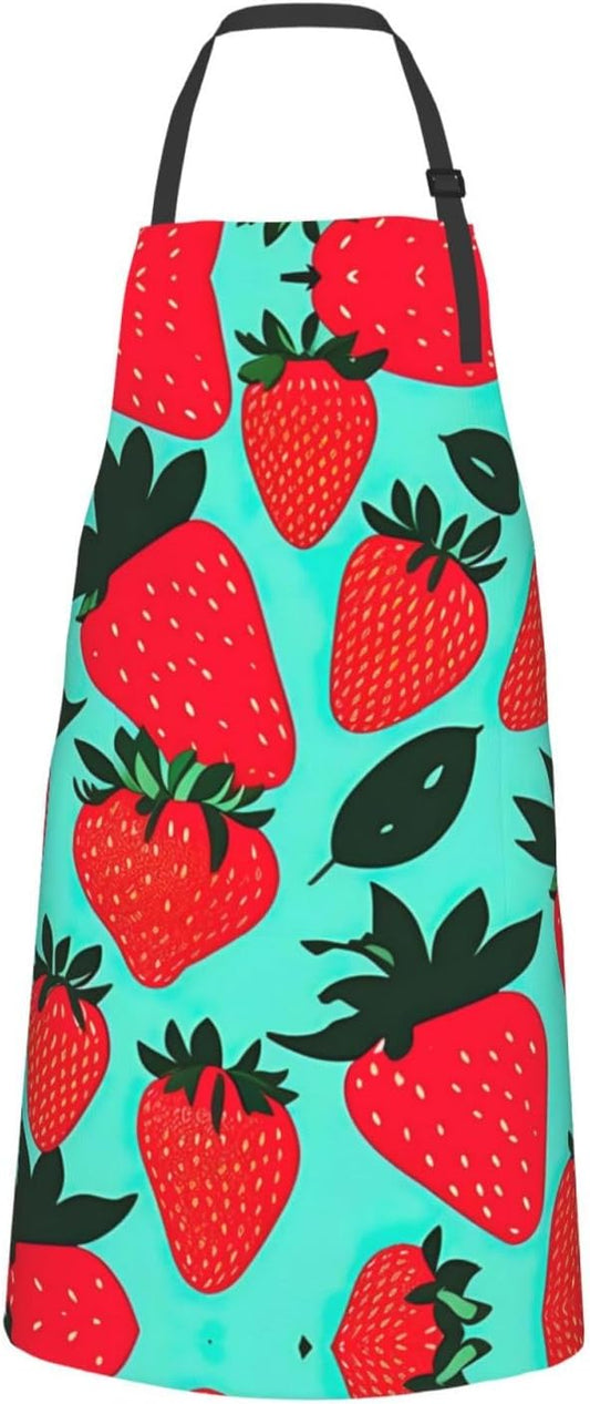 Cute strawberry 1 print Waterproof chef's apron with pocket apron for kitchen cooking baking barbecue and gardening