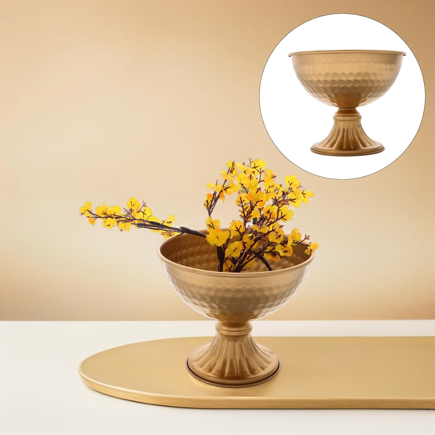 Milisten European Style Iron Vase with Gold Finish, High Pedestal Flow