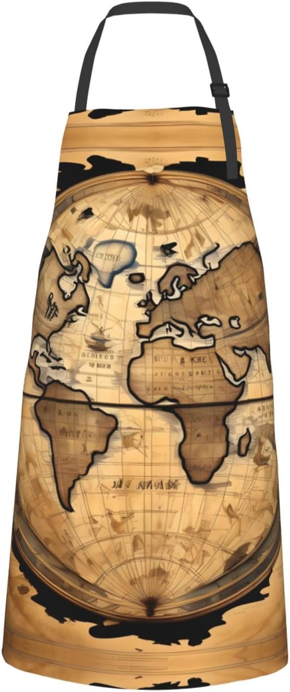 Ancient Map World Globe Print Laundry apron 28x33 In Waterproof Kitche