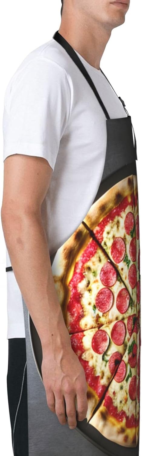 Large Pizza Print Laundry apron 28x33 In Waterproof Kitchen Apron with Pockets for Cooking Baking