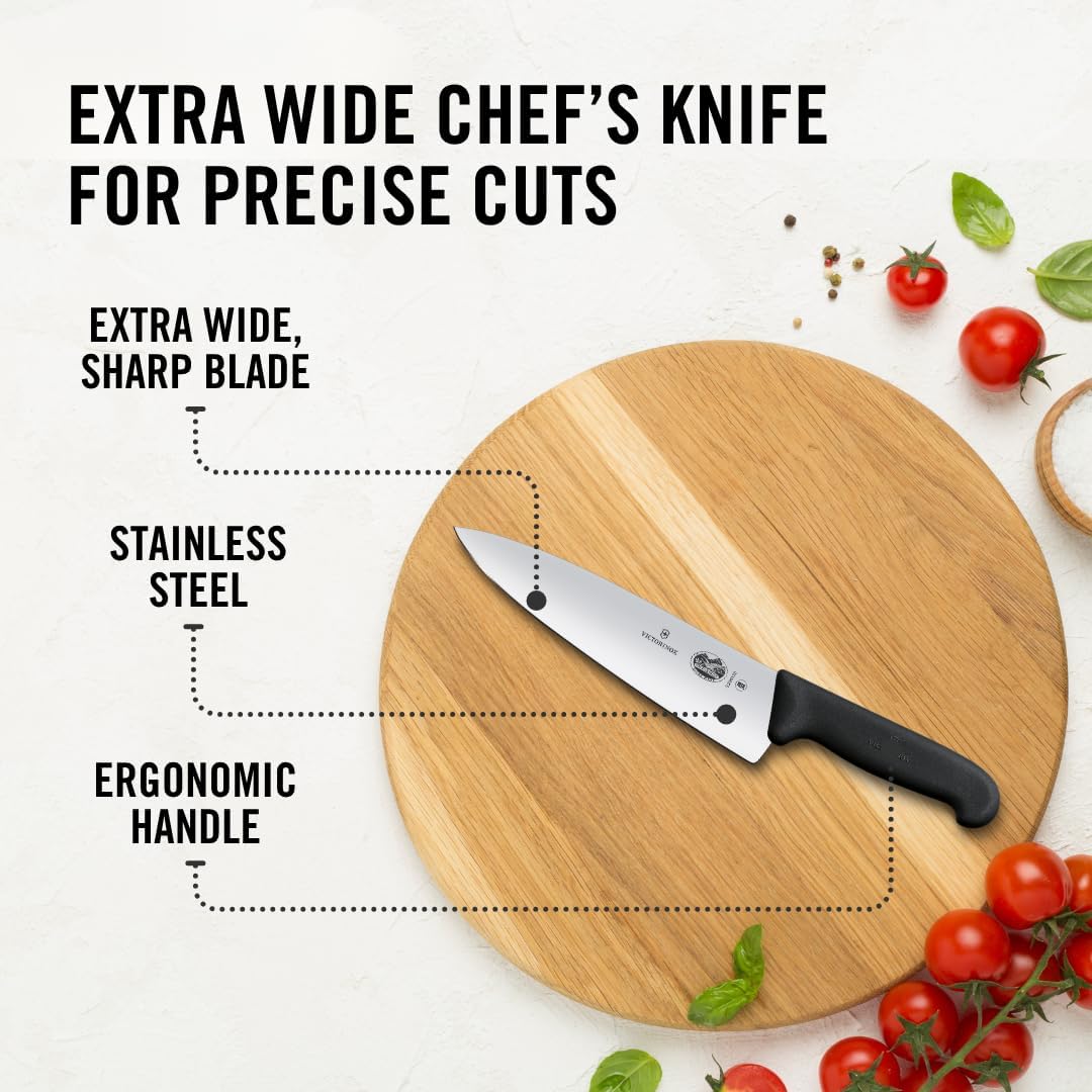 Victorinox Fibrox Pro Chef’s Knife, 8 Inch - Swiss Army Kitchen Knife,