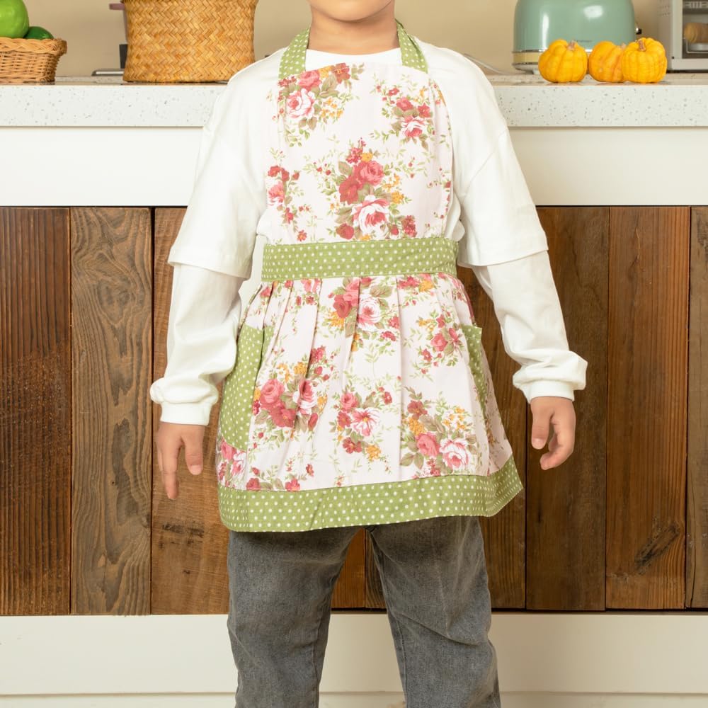 NEOVIVA Kitchen Aprons for Toddler Girls with Pockets, Adorable Cotton