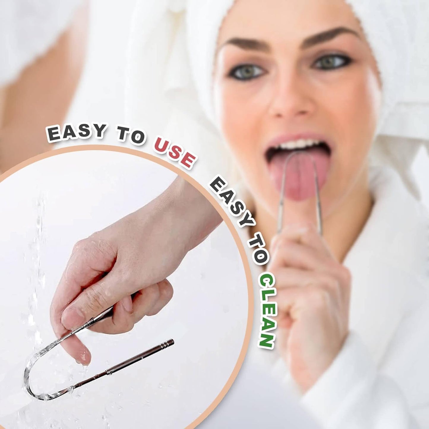 2 Pack Tongue Scraper, 100% Surgical 304 Stainless Steel Tongue Cleane