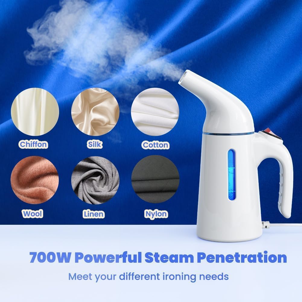 Steamer for Clothes 700W, Fast Heat-up in 40S, 120ML Water Tank, 25g/min Strong Penetrating Steam, Portable Clothes Steamer Iron for Travel and Home(GY169)