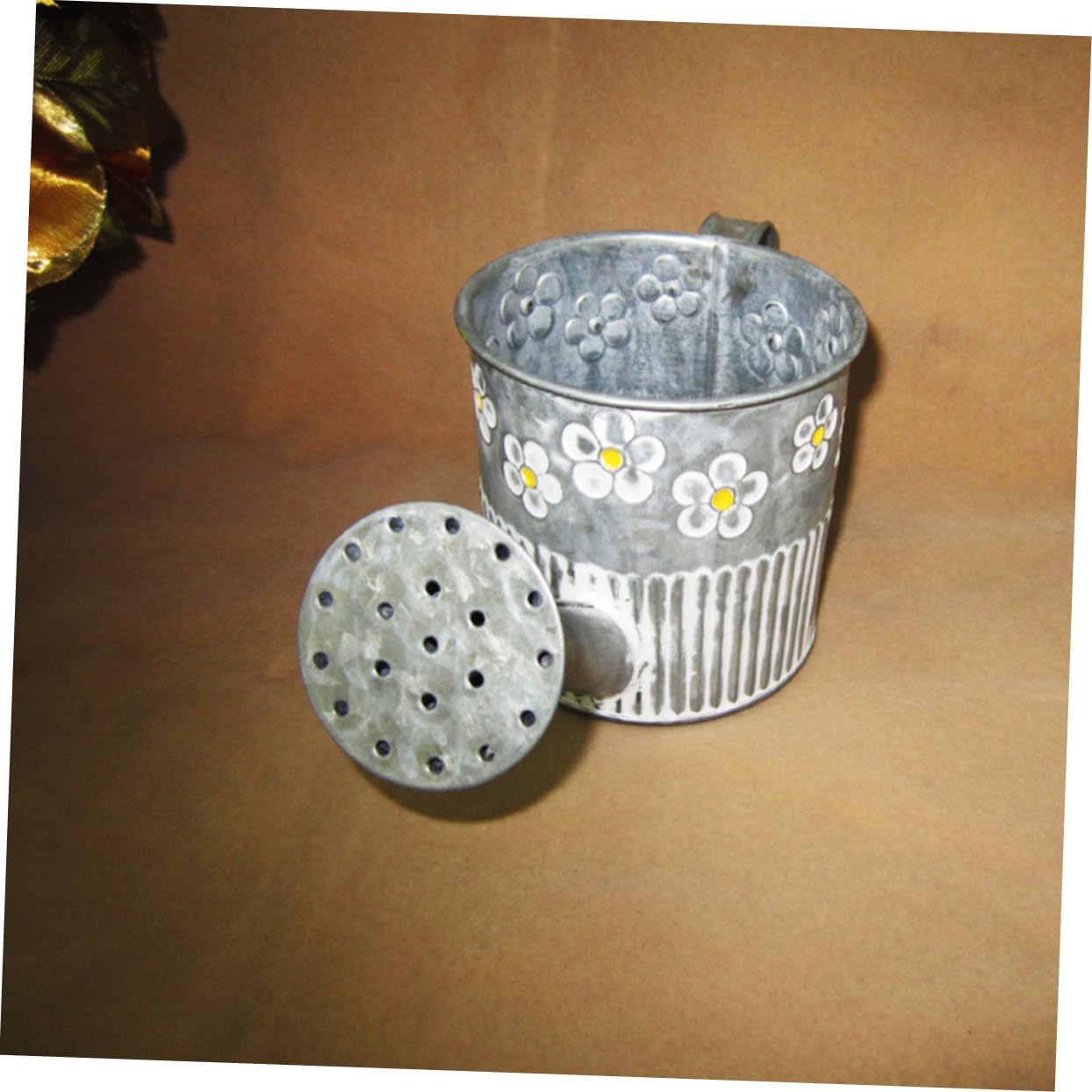PRETYZOOM Floral Decorative Iron Vase Bucket Flower Pot Watering Pot S