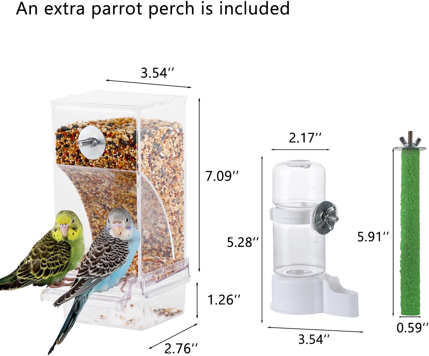 IBWell Set of 3 Automatic Bird Feeders and Waterers for Cage, No Mess 