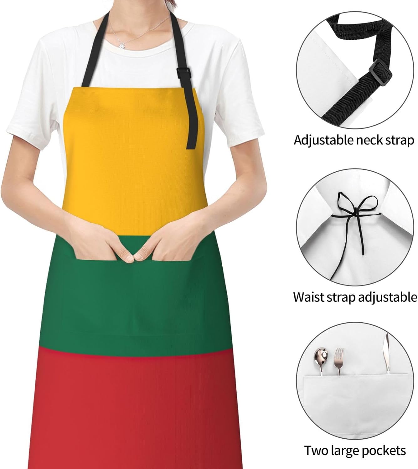 Flag of Lithuania Print Laundry apron 28x33 In Waterproof Kitchen Apron with Pockets for Cooking Baking