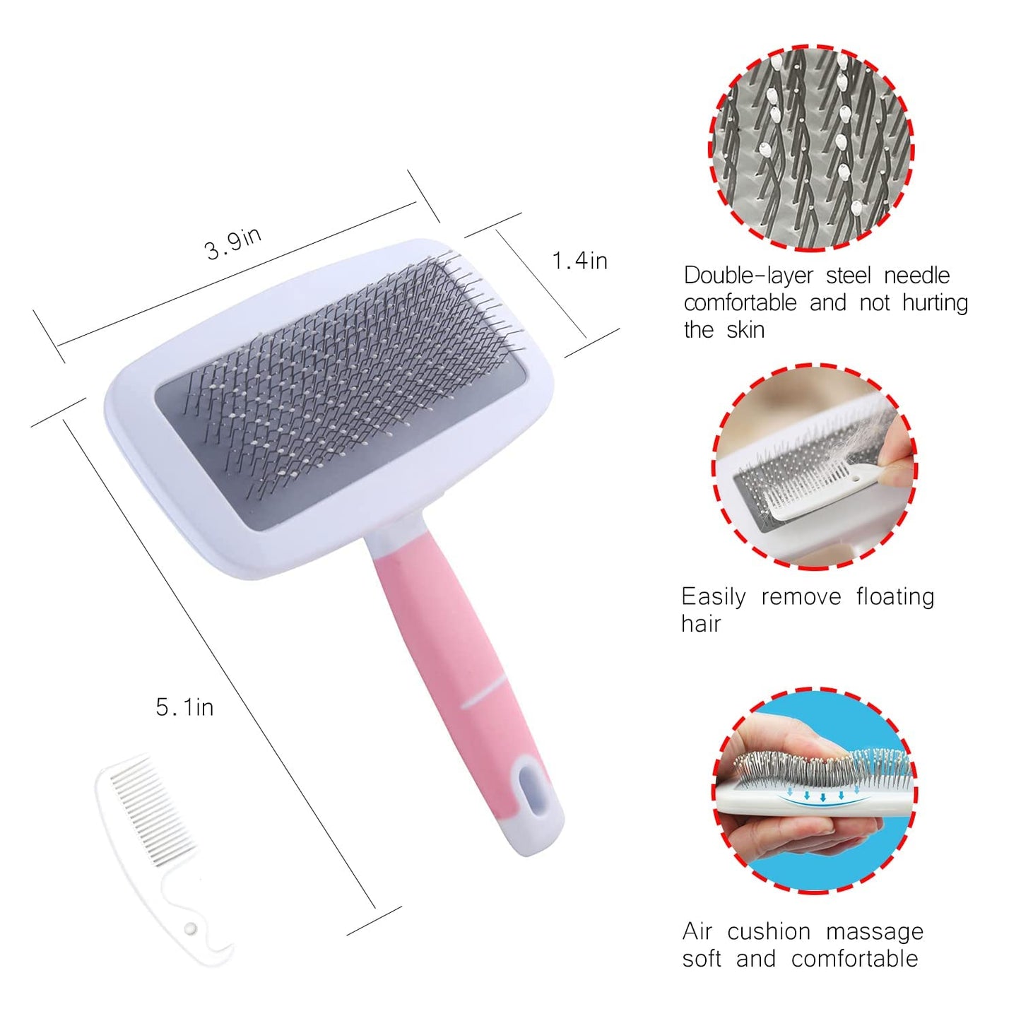 Small Animal Pet Grooming Kit with Pet Shedding Slicker Brush, Bath Ma